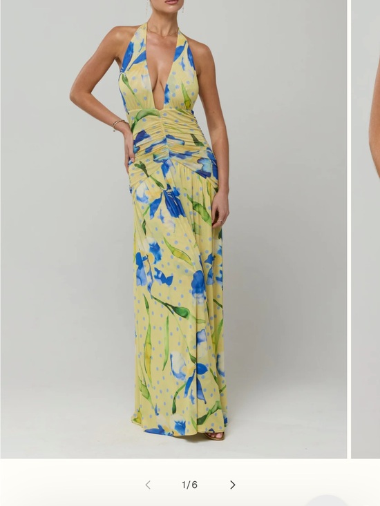 RESA Dresses & Skirts - RESA Yellow Floral Halter Maxi Dress with Blue & Green Print (Grace Maxi Soleil)